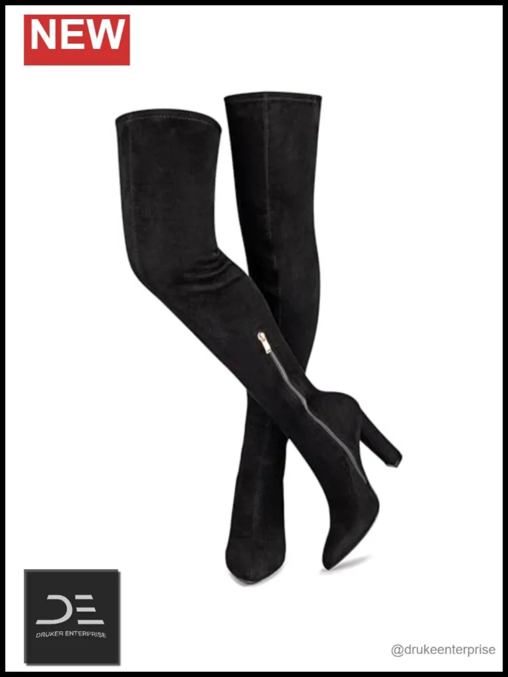 Women's Stretch Suede Over the Knee Boots Chunky Heel 4.13IN Fall Winter